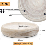 SAMGUYUE Wooden Bowls Round Decorative Paulownia Wood Centerpiece Bowls for Home Decor Natural Fruit Bowl for Coffee Table Key Tray for Entryway Moss SAMGUYUE