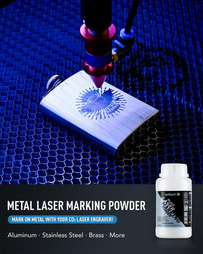 OMTech Laser Marking Powder, 4.1 fl. oz. Metal Laser Marking Fluid for CO2 Laser Engraver, High Contrast Laser Marking Ink for Metal, Laser Black Ink - WoodArtSupply