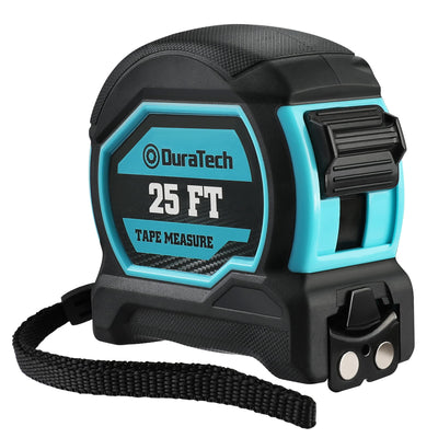 DURATECH Magnetic Tape Measure 25FT with Fractions 1/8, Retractable Measuring Tape, Easy to Read Both Side Measurement Tape, Magnetic Hook and Shock