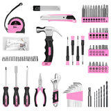 DEKOPRO Drill Set: Tool Set with 8V Pink Cordless Drill, Home Tool Kit with Drill, Hand Tool Kits for Women 126 Piece DEKOPRO