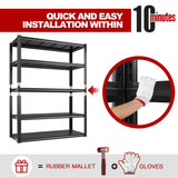 REIBII 48''W Garage Shelving 2500LBS Heavy Duty Storage Shelves 72''H Heavy Duty Metal Shelving Adjustable 5 Tier Metal Shelves for Storage Rack REIBII