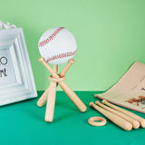 Maitys Wooden Baseball Stand Display Holder with Mini Baseball Bats and Wooden Circles for Baseball Players Fans (8) Maitys
