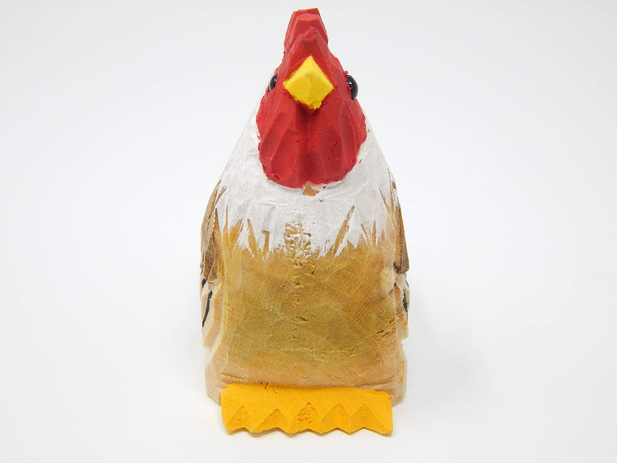 Selsela Rooster Miniature Wood Chicken Bird Art Statue Mini Carved Ornament Figurine Small Farm Animal Selsela
