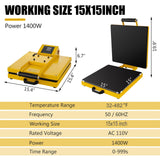 SmarketBuy Heat Press 15x15 Inch, 1400W Clamshell Heat Press Machine for Sublimation/HTV, Large Heat Press Digital Control Heat Transfer Machine for SmarketBuy