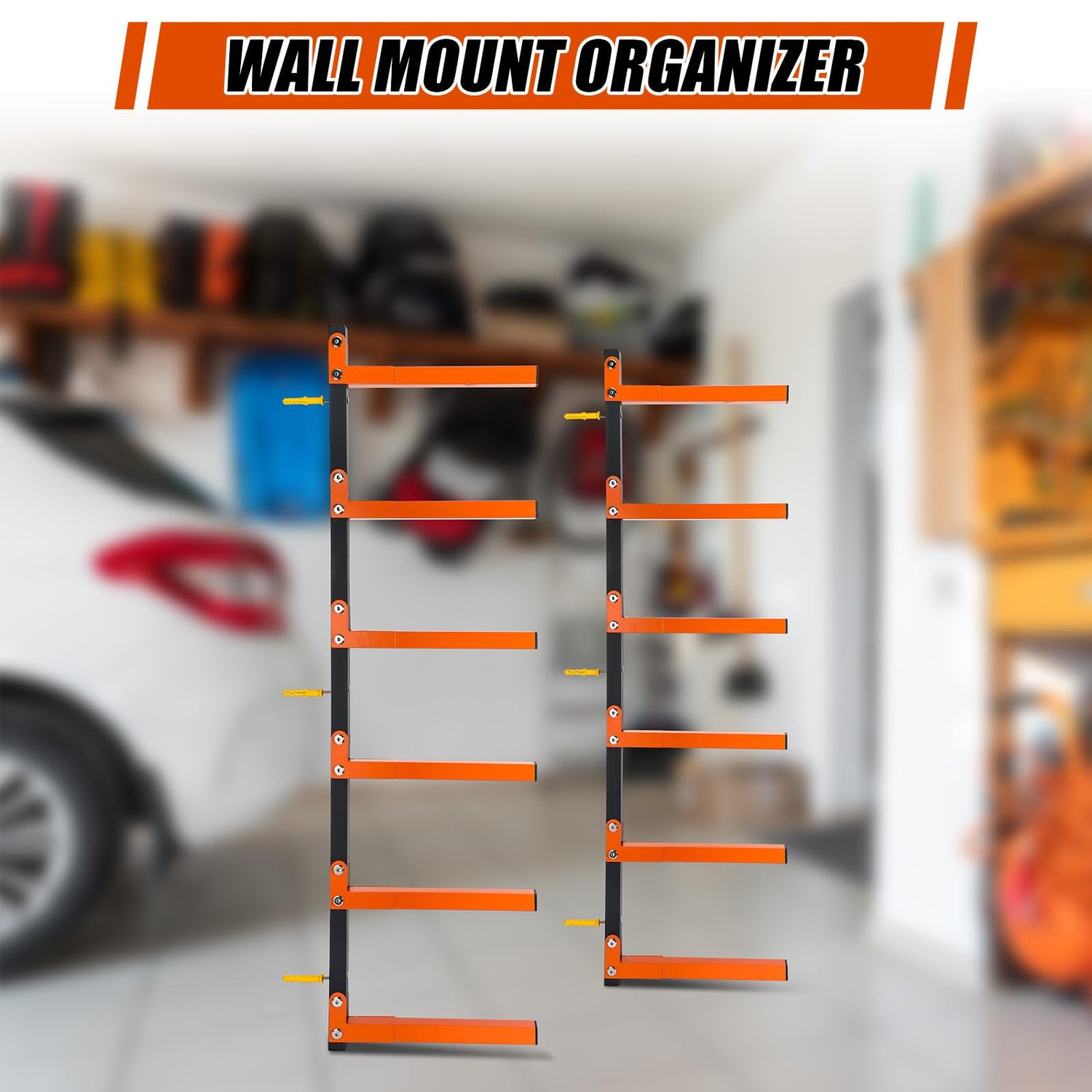 Yaocom 4 Pack Metal Lumber Storage Rack 6 Level Wall Mount Wood Organizer Heavy Duty Wood Rack with Serviceable Sheet Screws, Each Shelf Holds up 150 Yaocom