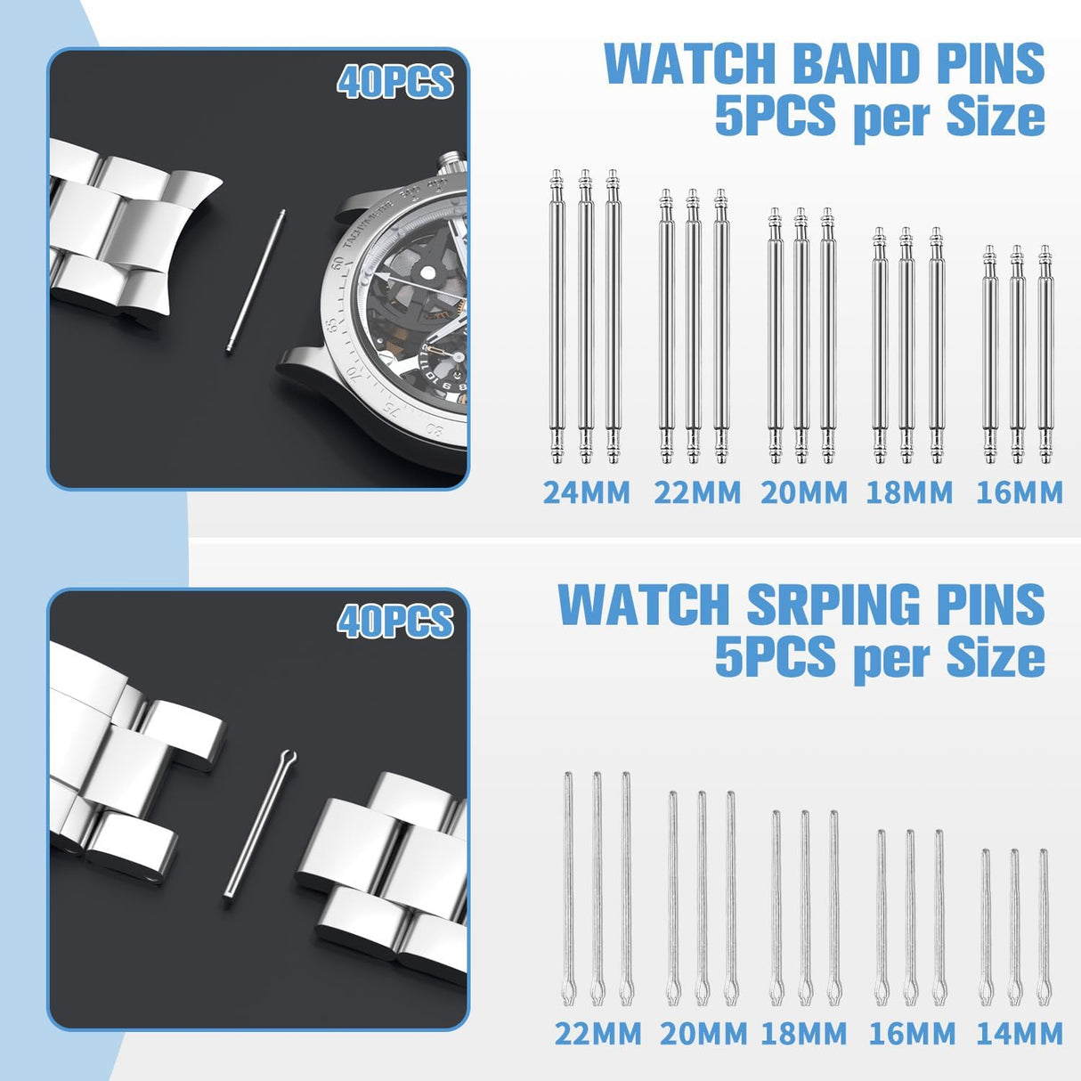 Watch Link Removal Tool Kit, Watch Band Strap Link Pins Remover Repair Tool, Watch Sizing Tool Kit for Watch Bracelet Adjustment Resizing, Watch Pin BYNIIUR