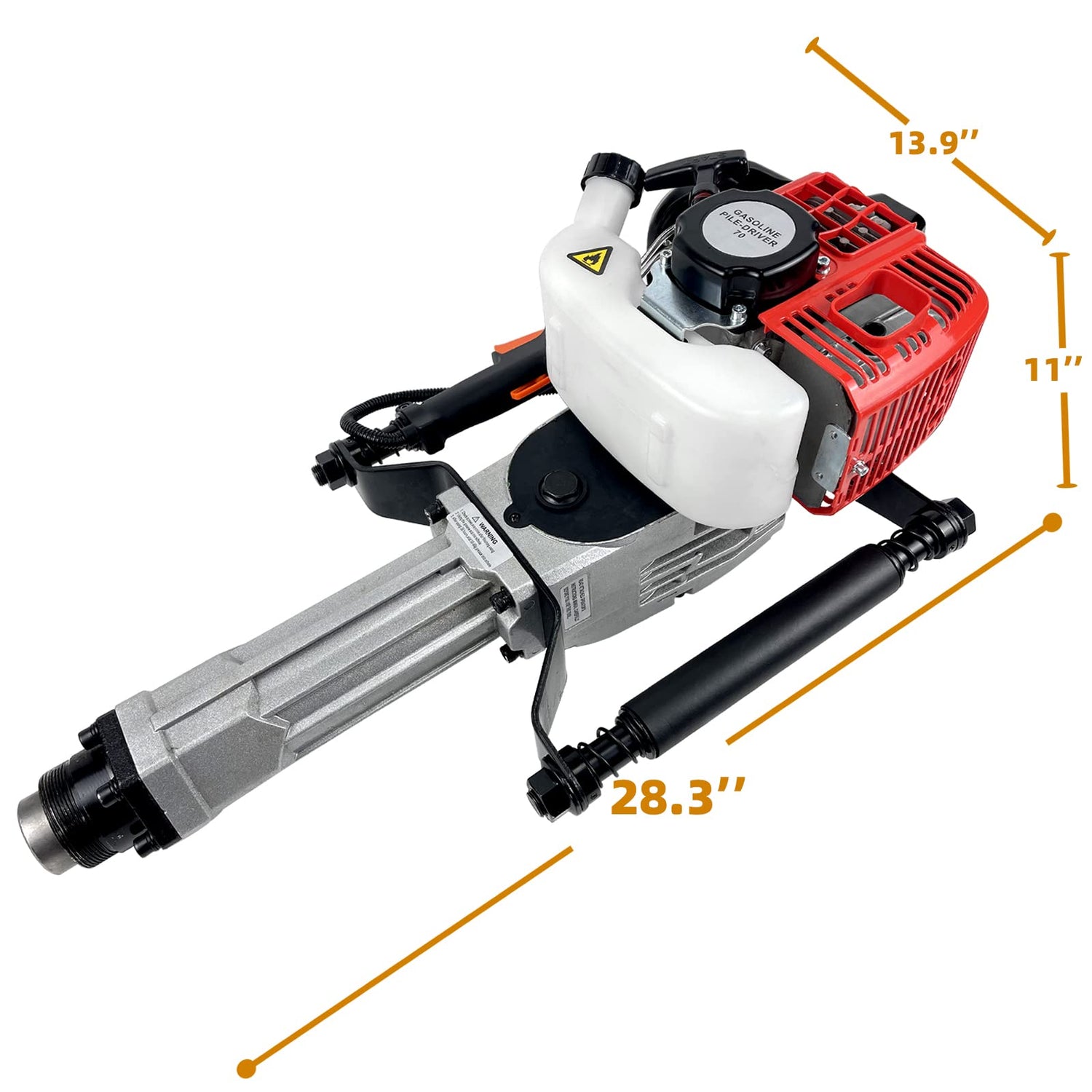 Pile Driver Hammer - JACKCHEN 2 Stroke 52CC Gas Powered T Post Driver Hammer Drills, Air Cooling Single Cylinder Gasoline Petrol Garden Fencing Tool JACKCHEN