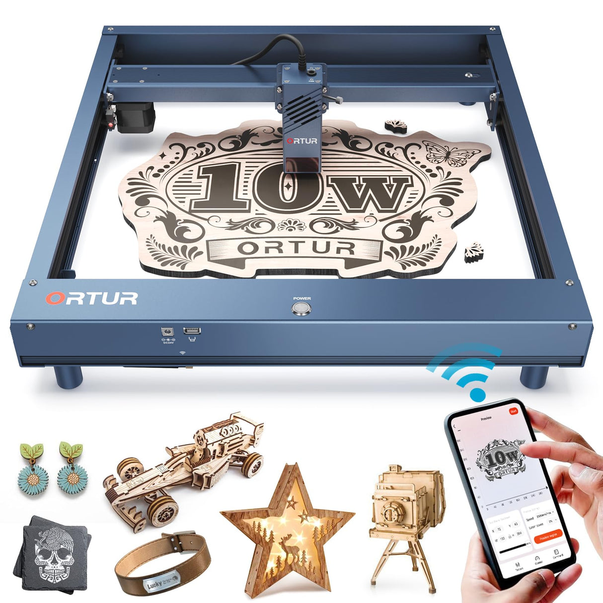 Ortur 10W Laser Engraver for Laser Master H10, 96W Laser Cutter and Engraver Machine, 20000mm/min Engraving Speed and App Control DIY Laser Engraver Ortur