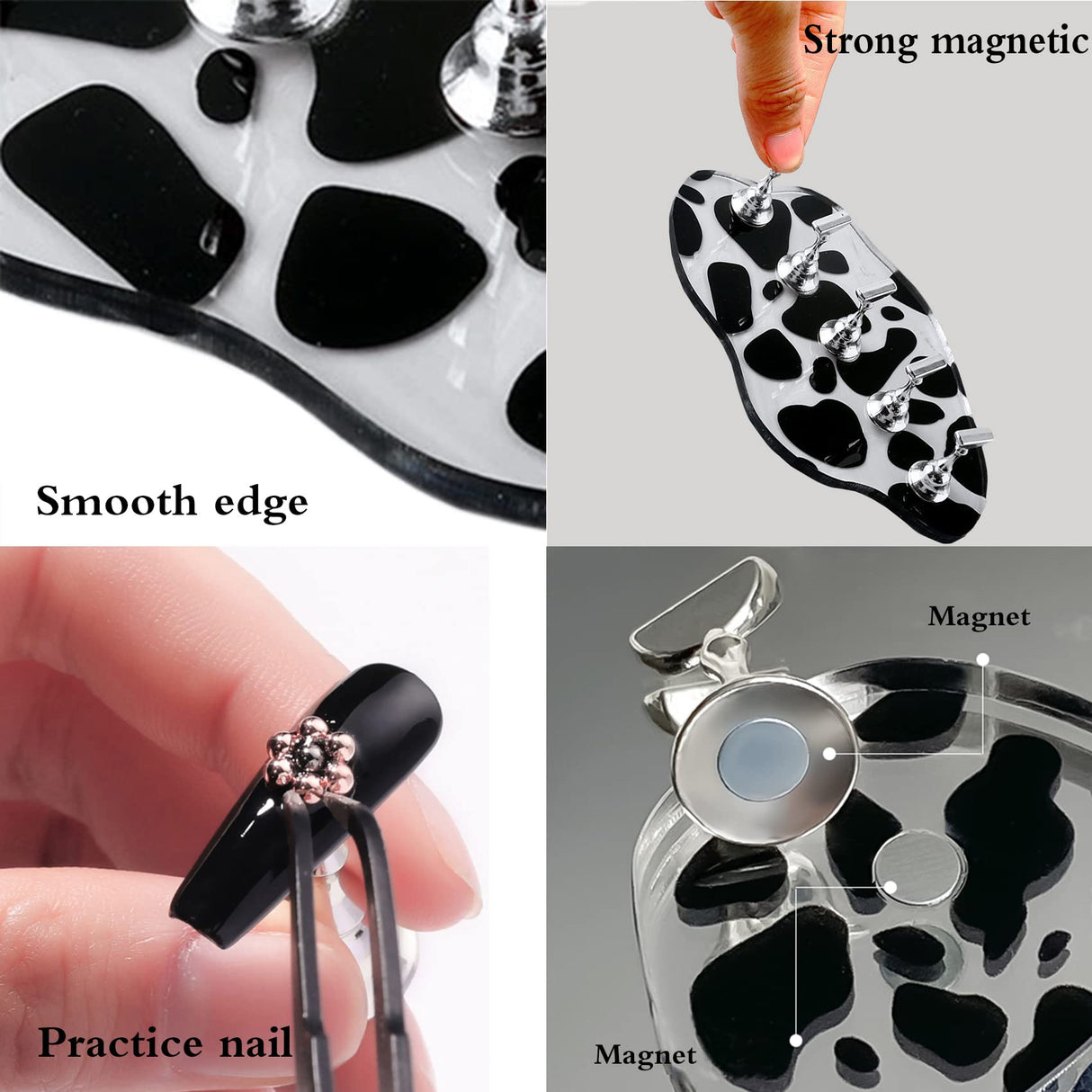 1Set Acrylic Nail Stand with 42pcs Reusable Putty Metal Nail Holder for Painting Nail Display Stand Nail Hand Practice Nail Tip Stand Magnetic Nail ZOQINI