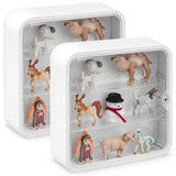 Menkxi 2 Pcs Display Case for Figures 3 Tiers Doll Storage Box Wall Mounted Clear Display Box Dust Proof Display Cabinet Organizer with Magnetic Door Menkxi