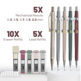 Mr. Pen- Mechanical Pencil Set with Leads and Eraser Refills, 5 Sizes - 0.3, 0.5, 0.7, 0.9 and 2 Millimeters, for Drafting, Drawing and Sketching Mr. Pen