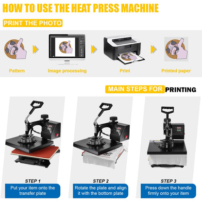 TOPDEEP 8 in 1 Heat Press Machine, Swing Away T Shirt Pressing Machine Multifunction, Heat Press 12x10 inch Transfer Machine Sublimation Combo for - WoodArtSupply