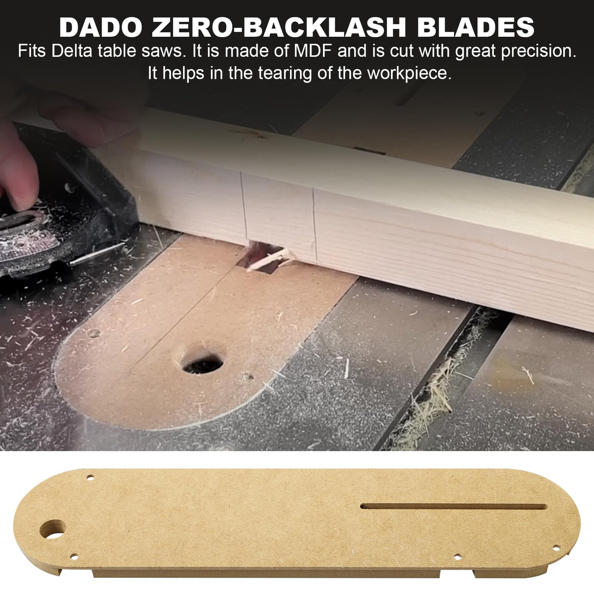 Dado Throat Plate Zero Clearance insert Fits Delta Table Saws 36-725, 36-725T2, 36-5152, 36-5000, 36-5000T2 RMSPO