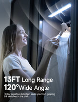 YIGER 2 Packs Under Cabinet Lights, 2000mAh Rechargeable 62 LED White Lighting, Wireless Motion Sensor Light Indoor,4 Modes Night Light, Stick-On YIGER