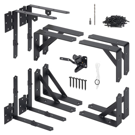 SANKINS 2 Set Anti Sag Gate Corner Brace Bracket, Heavy Duty No Sag Gate Frame Kit with Self-Locking Gate Latch, Black Gate Kit for Wooden Fence, SANKINS