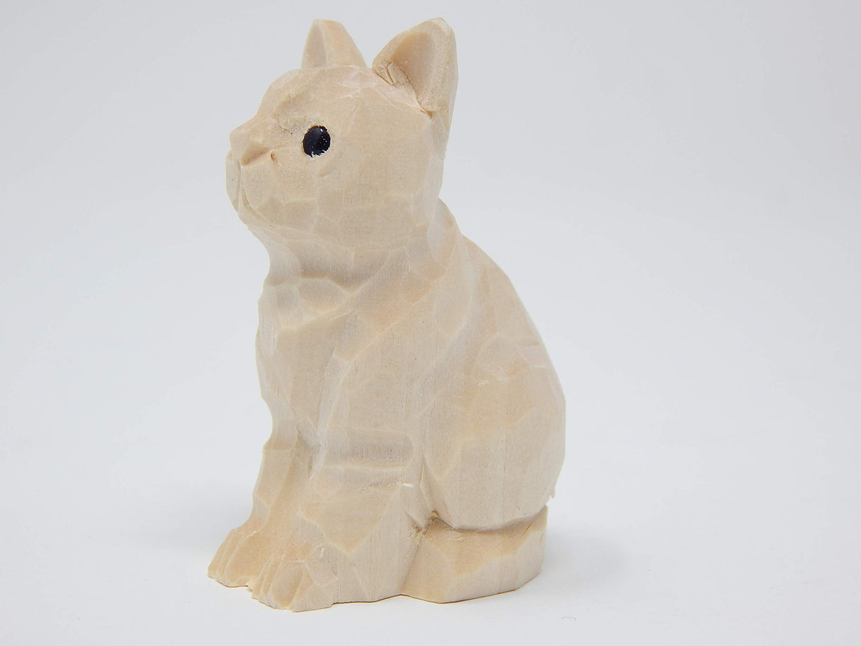 K-Musculo CatKitten - Small Unfinished DIY Wood Figurine - House Pet, Blank Craft, Hand Carved, Decoration, Miniature Animals Native Wooden Creations