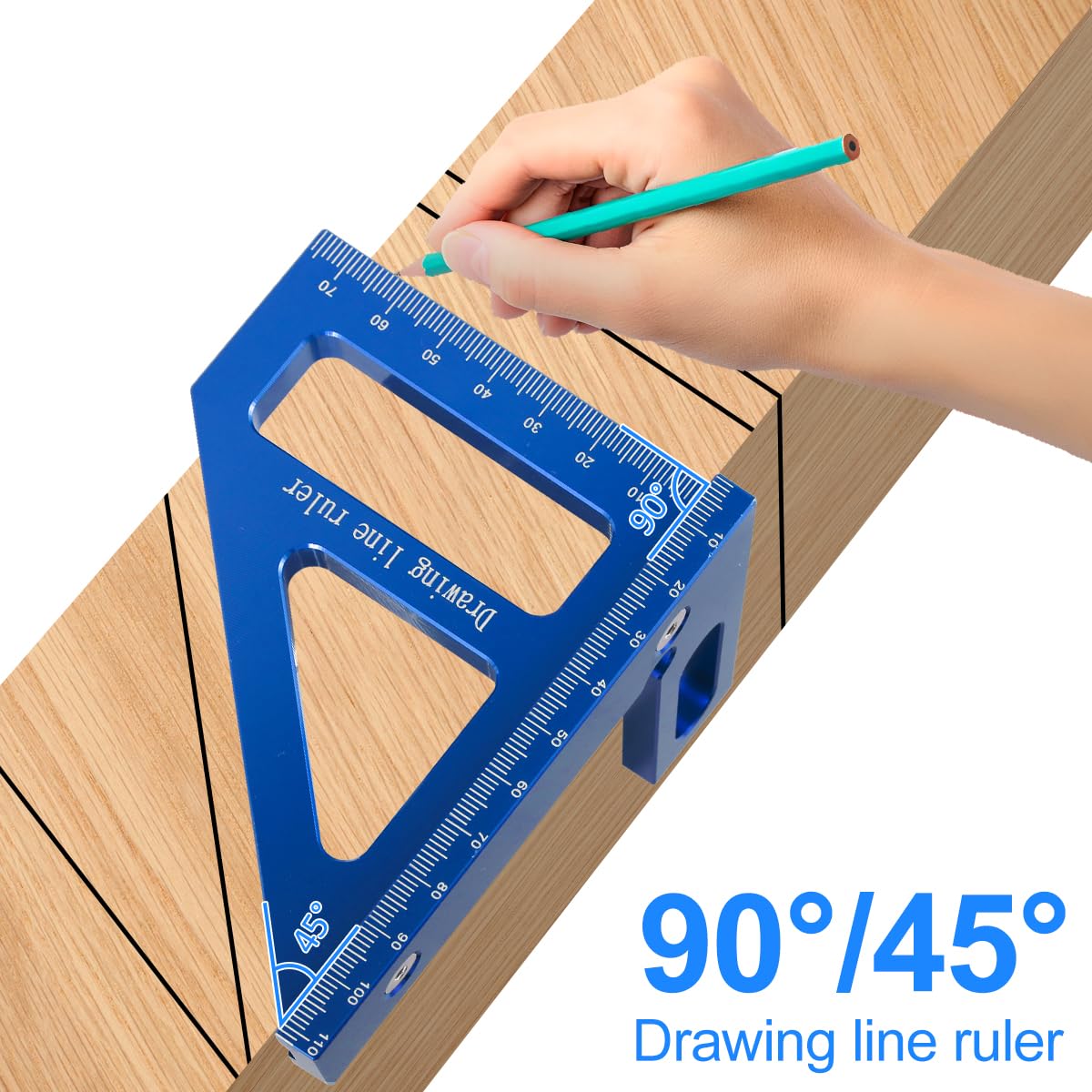 Woodworking Square Protractor, 3D Multi-angle Measuring Ruler, Aluminum Alloy 45/90° Woodworking Ruler,Protractor Angle Finder,Precise Miter Triangle uywapvt