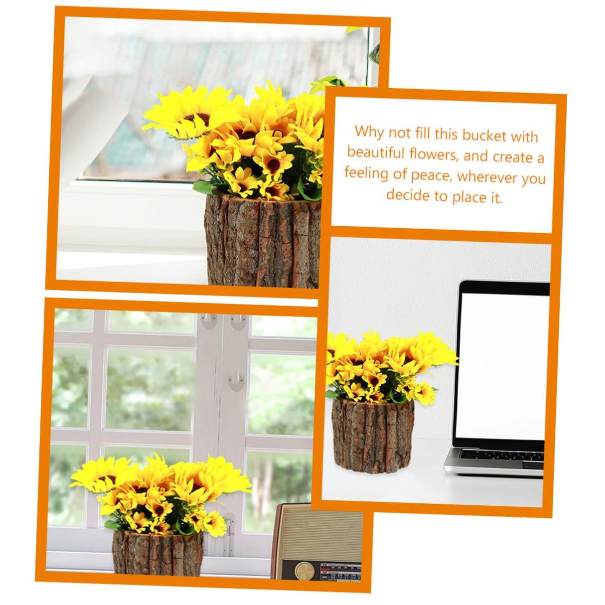 Amosfun 2pcs Wood bark Flower Pot Rustic Flower Pot Flower Arrangement Bucket Tree Planter Flower Storage Pot Flower Planting pots Flower Barrel Amosfun