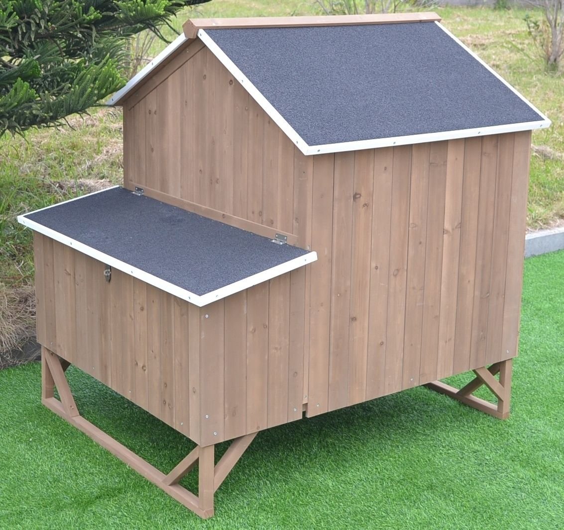 Omitree Deluxe Large Wood Chicken Coop Backyard Hen House 4-8 Chickens with 3 Nesting Box - WoodArtSupply