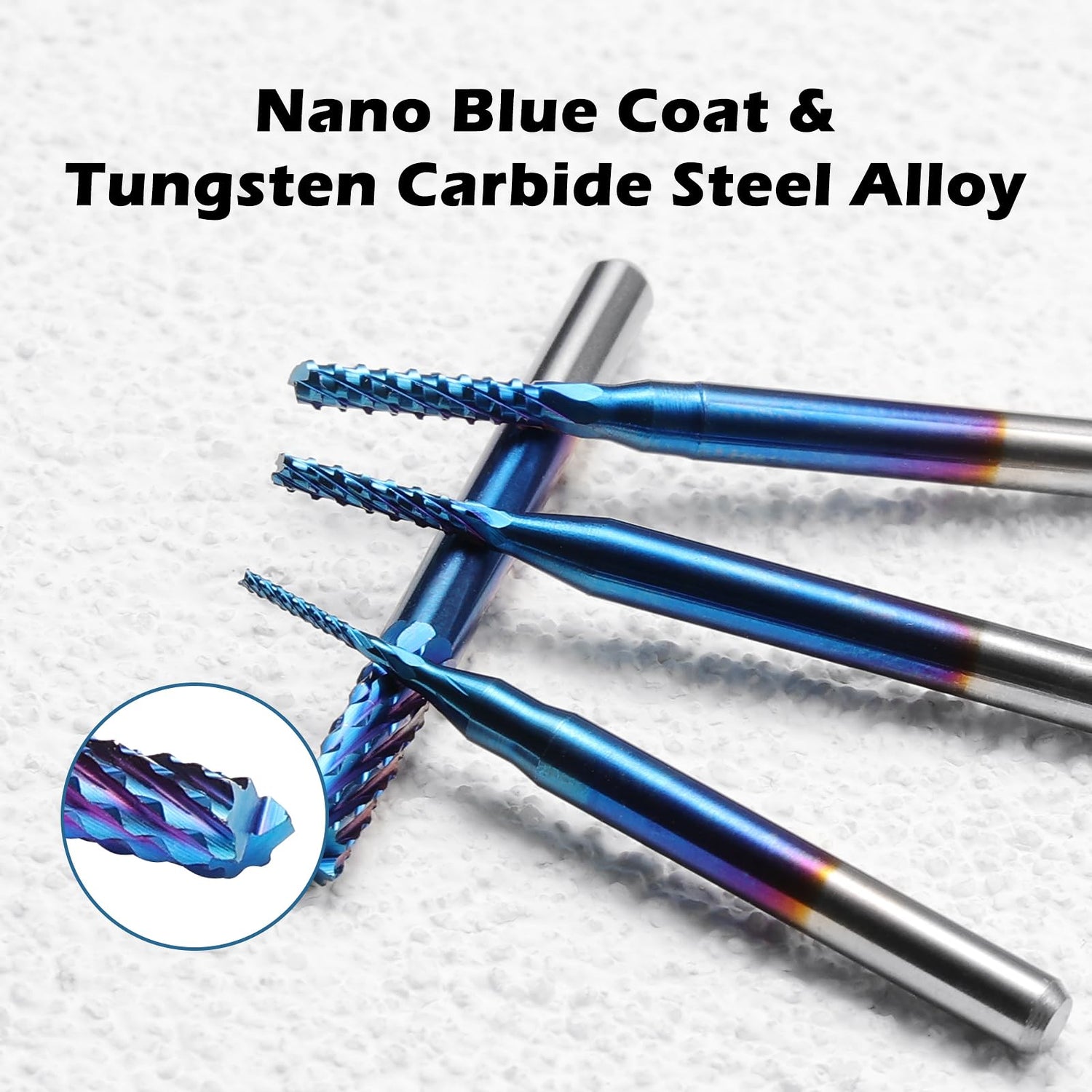 SainSmart Genmitsu 10Pcs Nano Blue Coat End Mill CNC Router Bits, 0.8-3mm, 1/8" Shank SainSmart