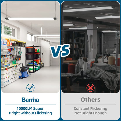 Barrina LED Shop Light for Garage, 10000LM, 84W, 4FT, 5000K Linkable Light Fixture for Workshop, Basement, Hanging or FlushMount, Heat Dissipation,