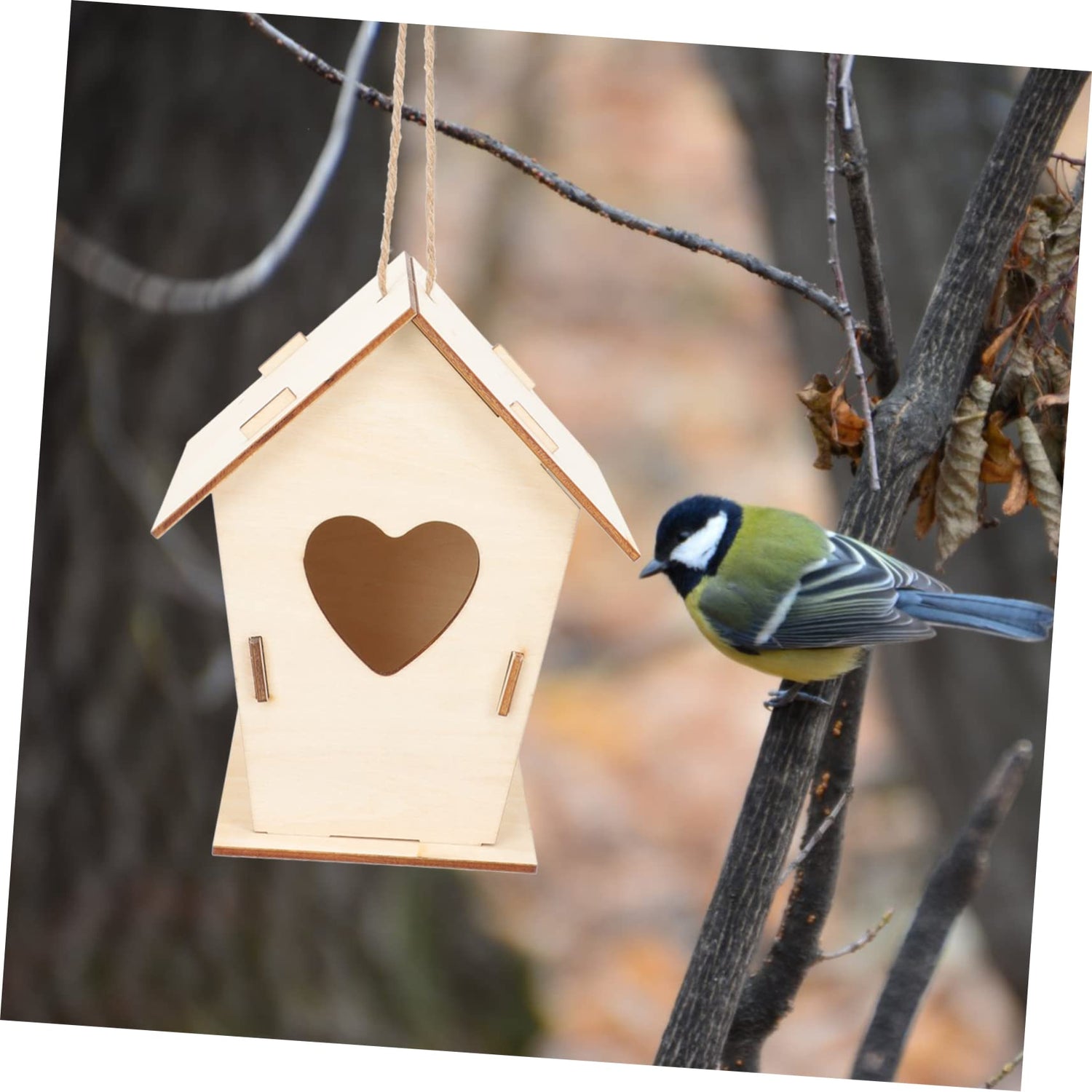 FUNOMOCYA 2pcs Wooden Bird House Decorative Bird Houses Kids playset Outdoor Outside Kids Toys Unfinished Wood Birdhouse Unpainted Wooden Birdhouses FUNOMOCYA