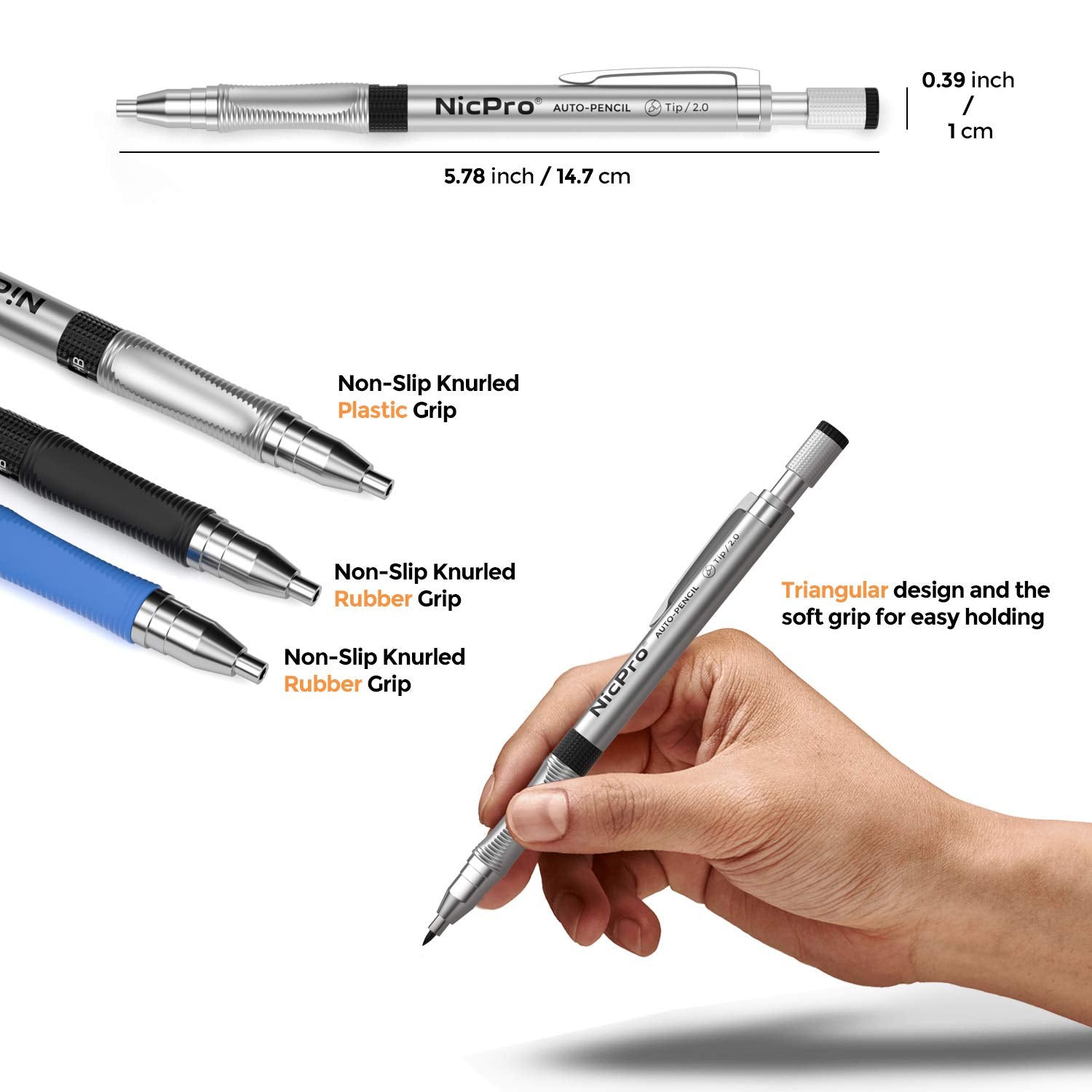 Nicpro 11 Pieces 2mm Mechanical Pencil Set, 3 PCS Carpenter Drafting Pencil 2.0 mm for Art Drawing Writing Sketching Construction with 6 Tube Nicpro