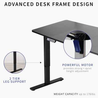 VIVO Electric Height Adjustable 71 x 30 inch Memory Stand Up Desk, Black Table Top, Black Frame, Standing Workstation with Preset Controller, 1B - WoodArtSupply