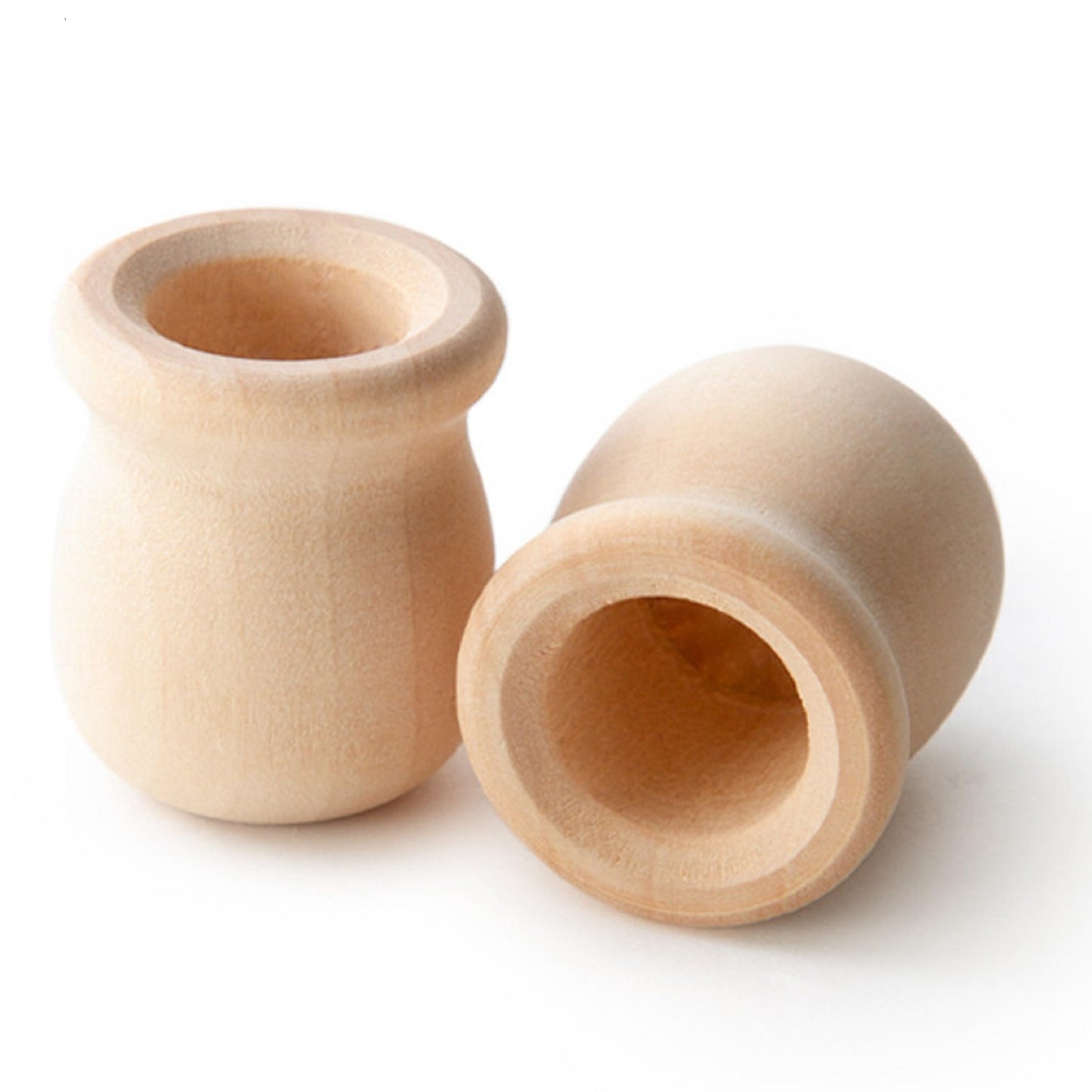 Pinehurst Crafts Unfinished Wooden Bean Pot Candle Cup, Great for Mini Candlestick, Honey Pot or Flower Pot, 1-1/4 Inch Tall (5/8" Hole), Pack of 6