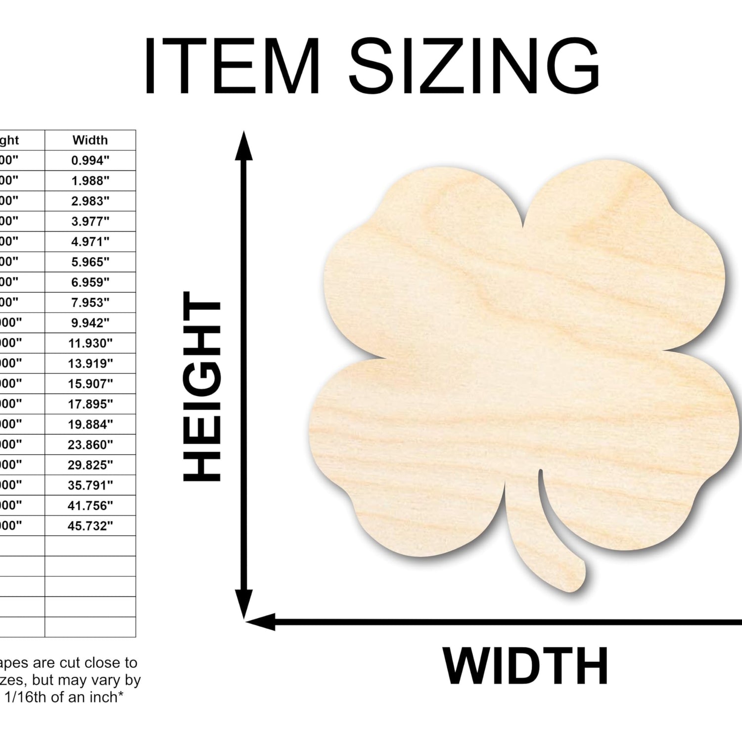 Unfinished Wood Cute Four Leaf Clover Shape - Craft - up to 36" DIY 24" / 1/2" 24 Hour Crafts