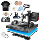 Heat Press Machine for Tshirts, 5 in 1 Heat Transfer Machine, 12" X 15" Heat Printing Press for Sublimation Combo with 360 Degree Rotation Swing Away AKEYDIY
