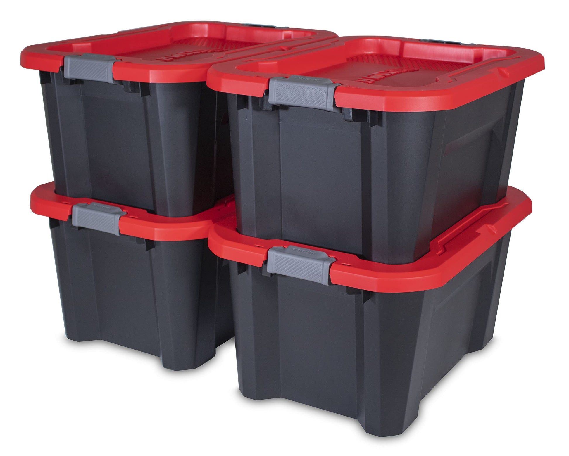 CX CRAFTSMAN, 20-Gallon Highly Durable Storage Bin & Dual Latching Lid, (14.3”H x 19.7”W x 28.2”D), Versatile Stacking Tote and Weather-Resistant - WoodArtSupply