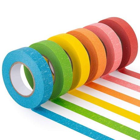 Colored Masking Tape, 6 Rolls of 21.87 Yards×0.59 Inch Crafts Labeling Paper Tape, Colorful Marking Painters Tape for DIY Art Supplies, Home BetyBedy