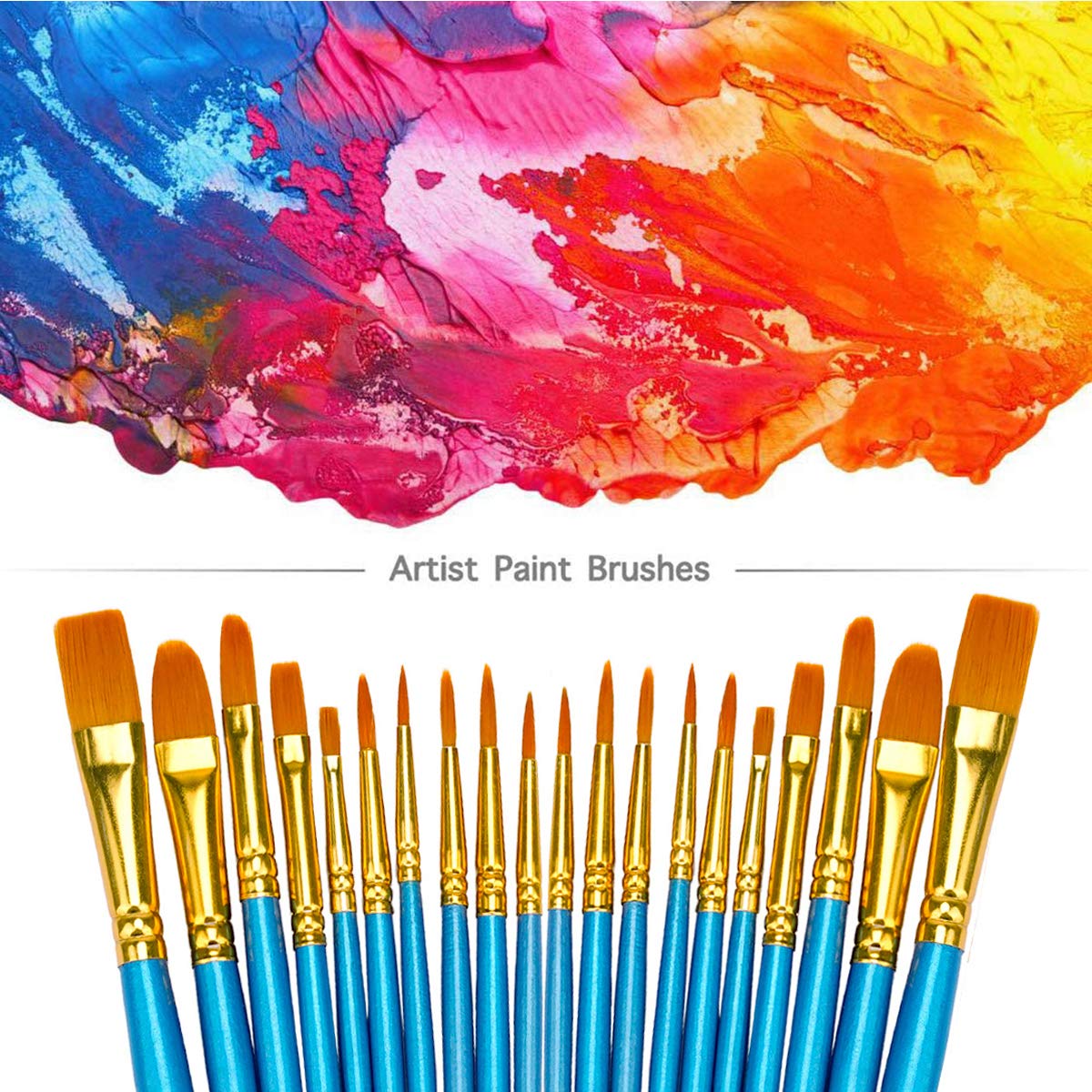 BOSOBO Pointed-Round Paint Brush, 4 Sets of 10 Pieces Fine Tip Nylon Hair Miniature Paint Brushes for Acrylic Oil Watercolor Gouache, Artist Face BOSOBO