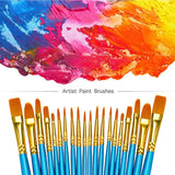 BOSOBO Pointed-Round Paint Brush, 4 Sets of 10 Pieces Fine Tip Nylon Hair Miniature Paint Brushes for Acrylic Oil Watercolor Gouache, Artist Face BOSOBO