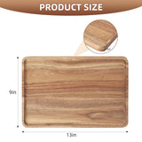 2 PCS Solid Acacia Wood Serving Trays Rectangular Wooden Serving Platters Natural Wooden Boards for Bar Coffee Party 13 * 9 inch （Wood Log Color） Charmlife