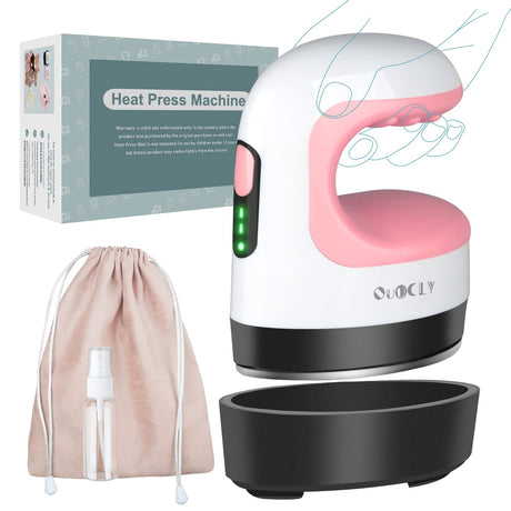 QuuCLY Mini Heat Press Machine, Mini Irons for Crafts,Portable Heat Press Easy for T-Shirts, Shoes, Hats and Small HTV Vinyl Projects Transfer(Pink) QuuCLY