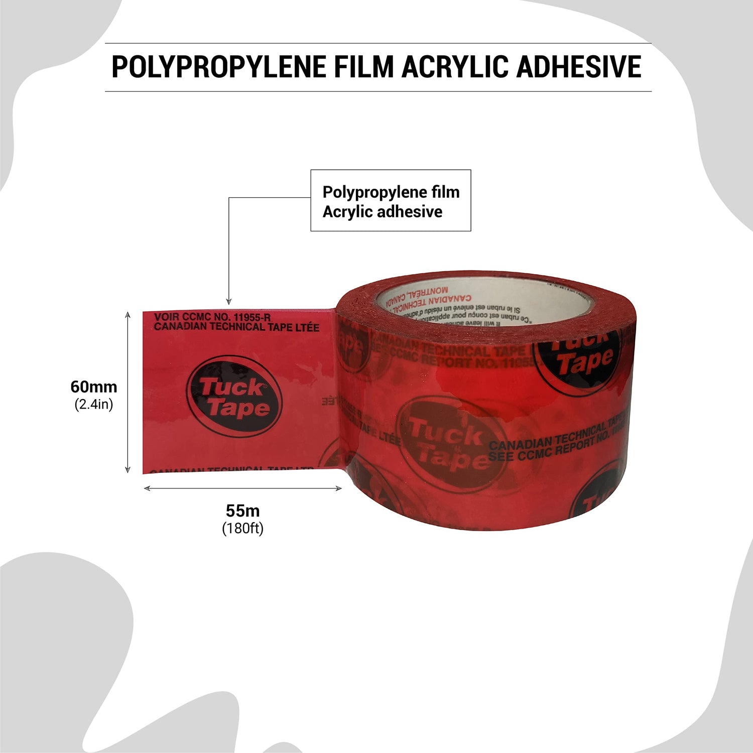 Tuck Tape Construction Sheathing Tape, Epoxy Resin Tape, 2.4 in x 180 ft (Red) Tuck Tape