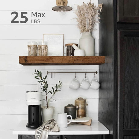 QEEIG Floating Shelves for Wall Bathroom Shelf Bedroom Kitchen Farmhouse Small Book Shelf 16 inch Set of 3, Rustic Brown (015-BN3) QEEIG