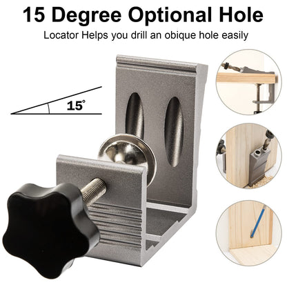 Pocket Hole Jig Kit Woodworking Punch Tool All-Matel Pocket Drill Hole Jig with Joint Angle Guide Tool