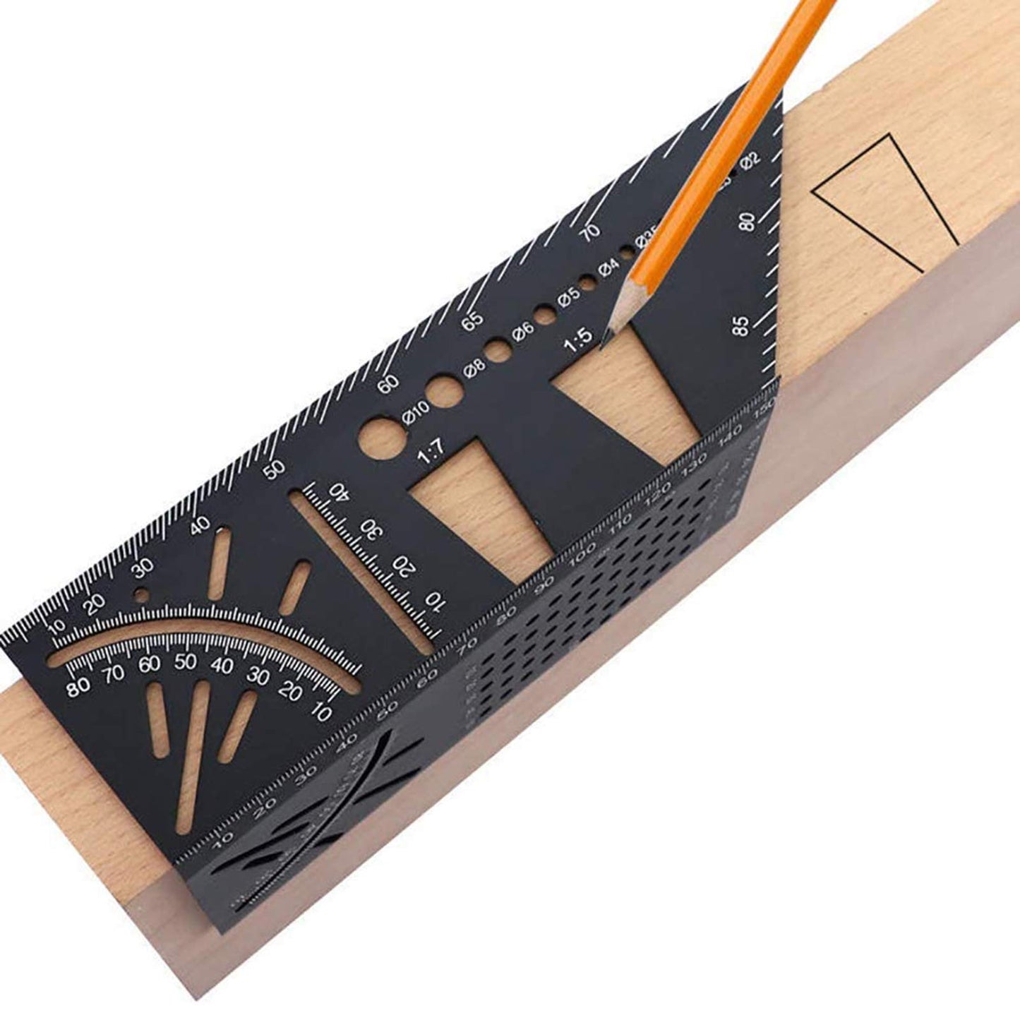 Aluminum Alloy Woodworking Square Size Measure Ruler, 3D Mitre Angle Measuring Template Tool, 45 90 Degree Carpenter's Layout Ruler Gauge Woodworking - WoodArtSupply