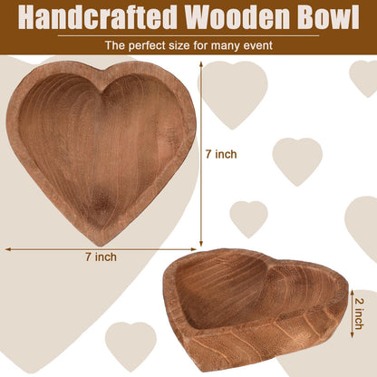 Tioncy 10 Pcs Wooden Dough Bowls Wood Heart Shaped Bowl Heart Dough Bowl Bulk Farmhouse Dough Bowl Candles Decoration for Home Dining Holding Candles - WoodArtSupply