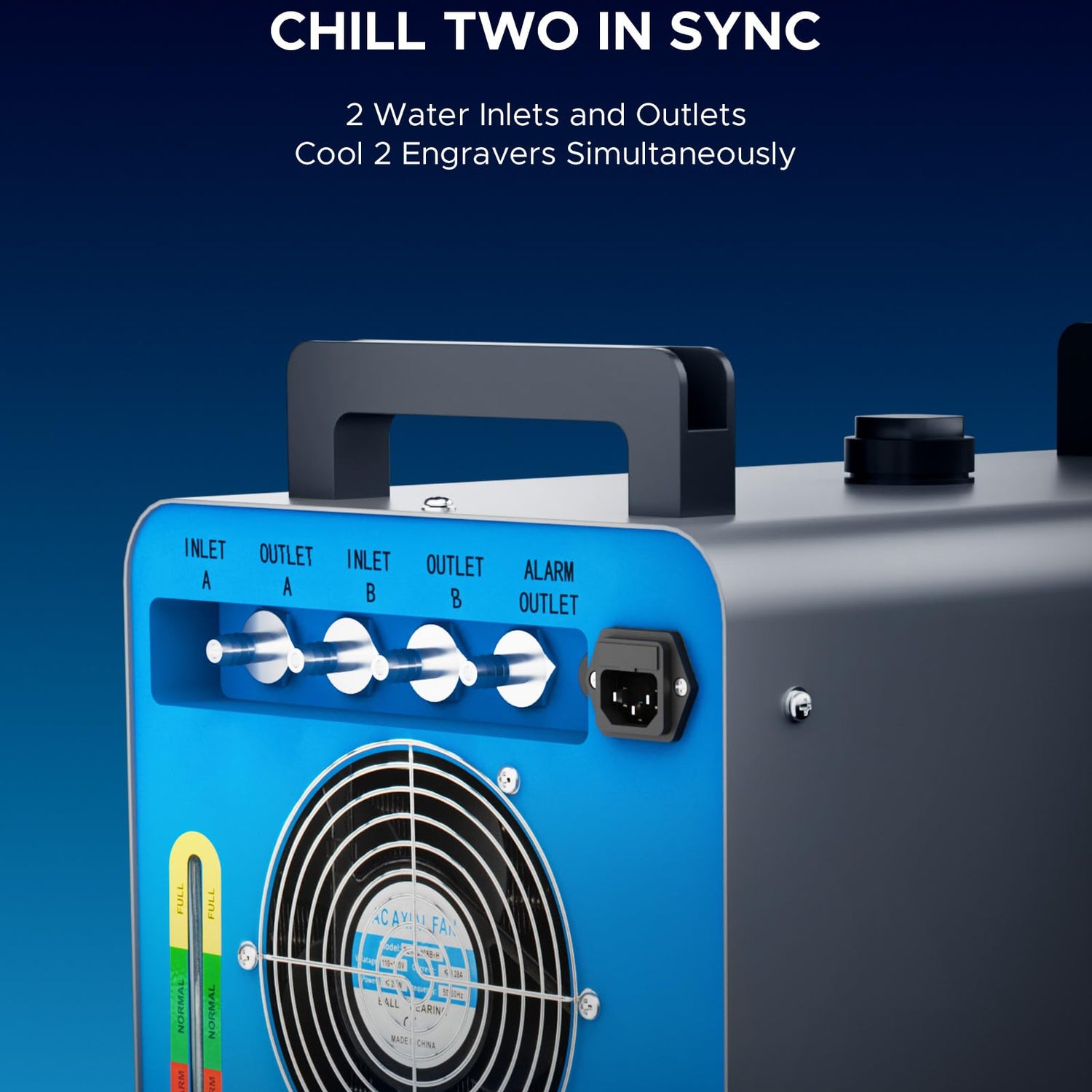 OMTech 6L Dual Industrial Water Chiller 0.9hp 3.2gpm 2 Inlets & Outlets Powerful Water Cooling System CW-5202 Water Cooler to Chill Two 60W 70W 80W OMTech