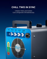 OMTech 6L Dual Industrial Water Chiller 0.9hp 3.2gpm 2 Inlets & Outlets Powerful Water Cooling System CW-5202 Water Cooler to Chill Two 60W 70W 80W OMTech