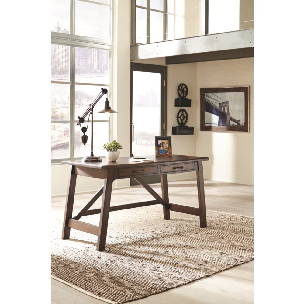 Signature Design by Ashley Baldridge Rustic Home Office Desk, Distressed Brown - WoodArtSupply