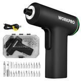 WORKPRO Electric Cordless Screwdriver Set, 4V USB Rechargeable Lithium-ion Battery Power Screwdriver Kit with LED Light, Screw Gun with 28pcs WORKPRO