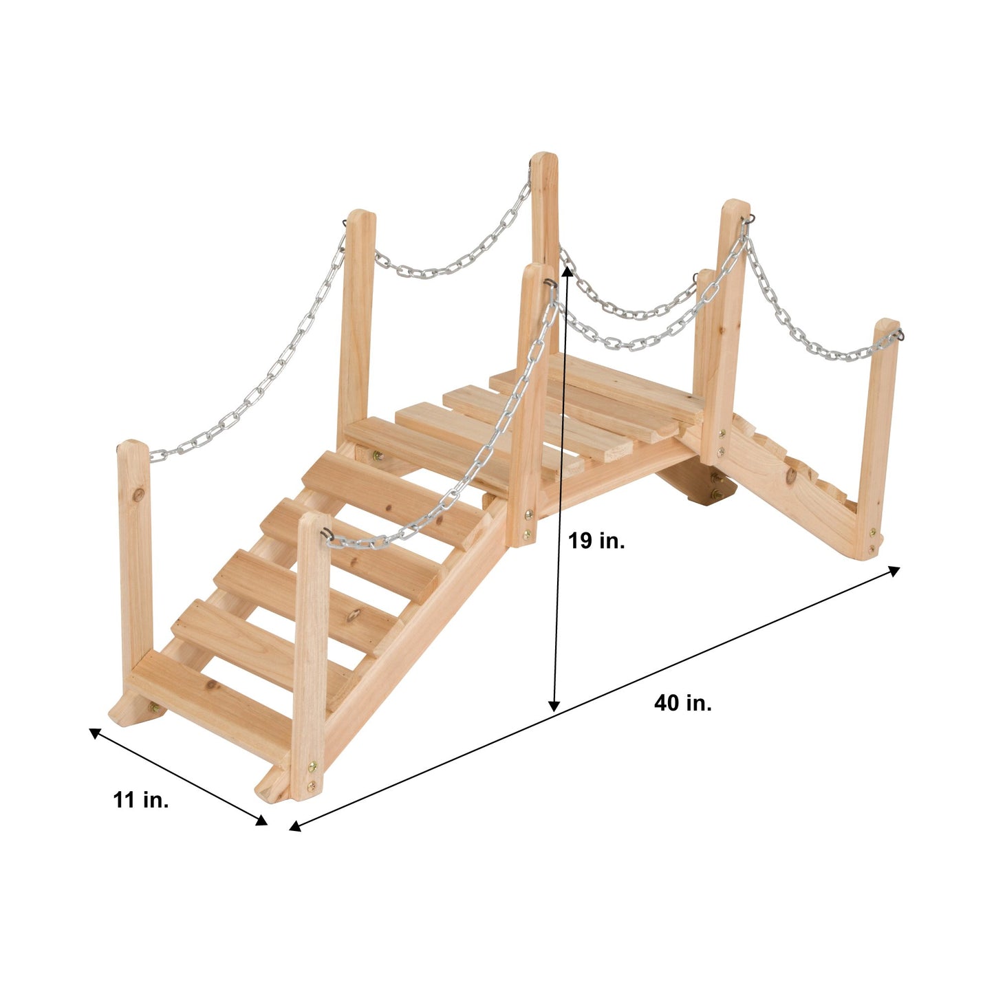 Shine Company 4963N Decorative Cedar Wood Garden Bridge with Side Rails, Natural - WoodArtSupply