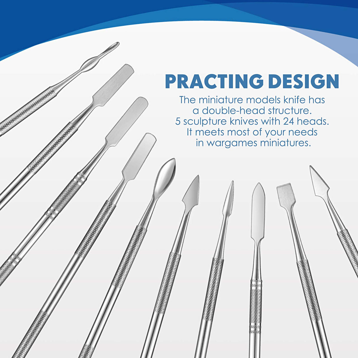 5 Pieces Miniature Sculpting Tools Set Mini Stainless Steel Double-Headed Tool for Model and Convert Plastic, Resin and Metal Tabletop War Game Honoson
