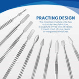 5 Pieces Miniature Sculpting Tools Set Mini Stainless Steel Double-Headed Tool for Model and Convert Plastic, Resin and Metal Tabletop War Game Honoson