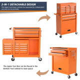 8-Drawer Rolling Tool Chest & Portable Tool Box with 2 Handles, Lockable Rolling Tool Box with 4 Hooks, Large Capacity Garage Storage Tool Cabinet SGmory